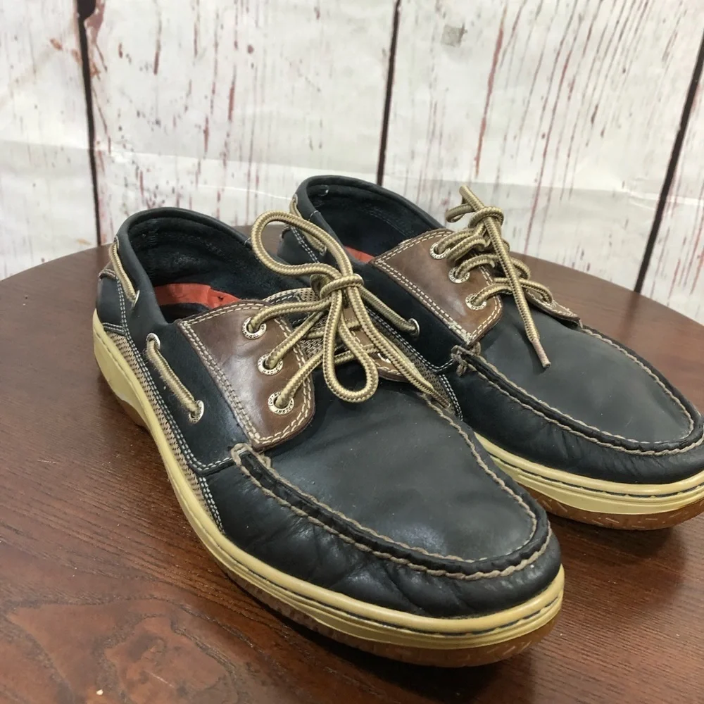 SPERRY TOP SIDER Men's Blue Leather Boat Shoes Classic Lace-Up Deck Style 11